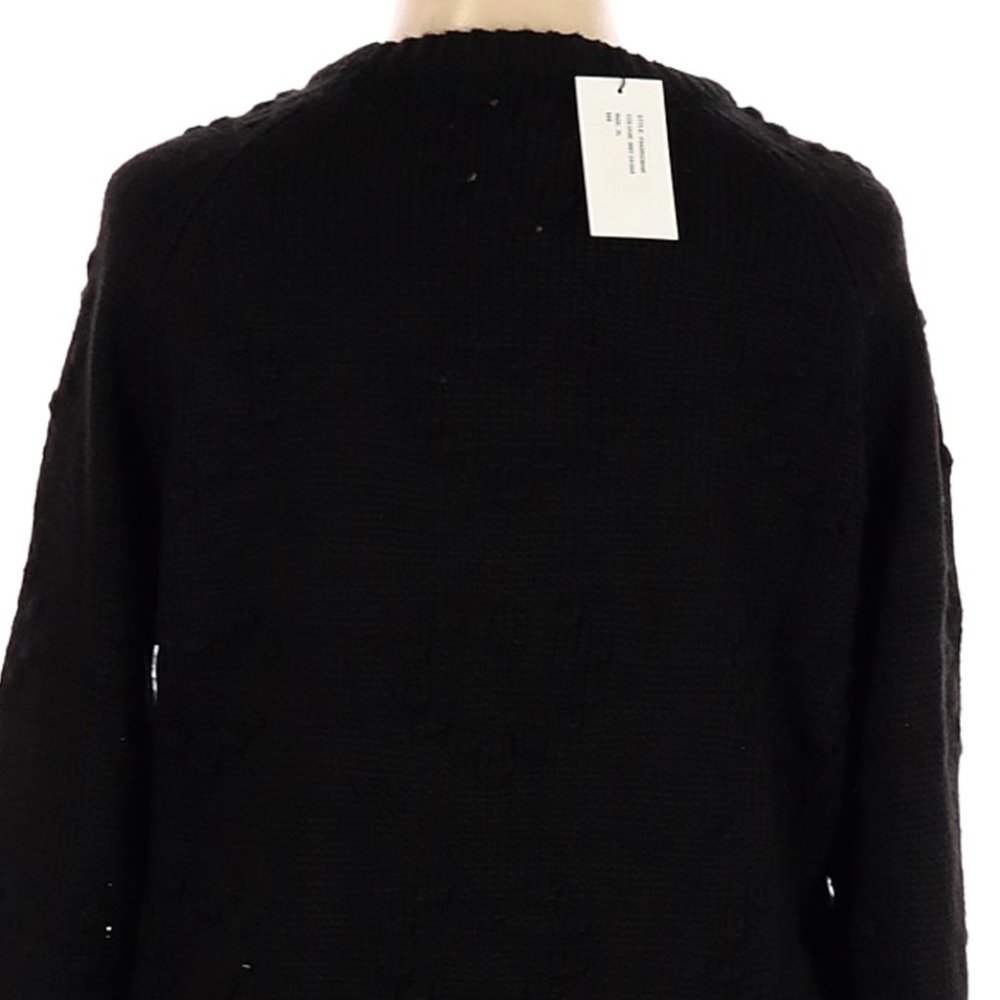 NWT John + Jenn Caviar Black on Black Heart Pattern Super Soft Pullover Size XL - Picture 4 of 4